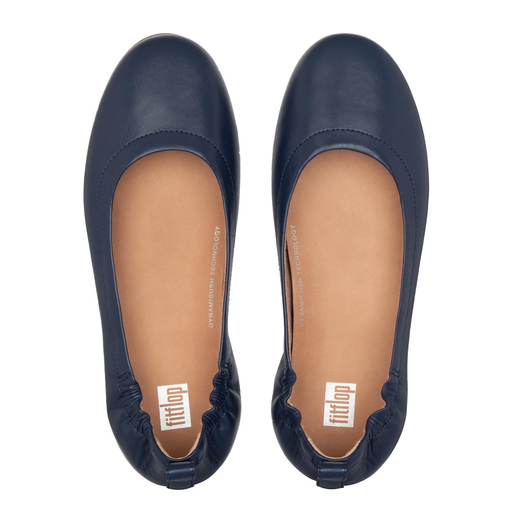 Fitflop Womens Ballet Flats Navy - Allegro Soft Leather - 76WSMYKIZ